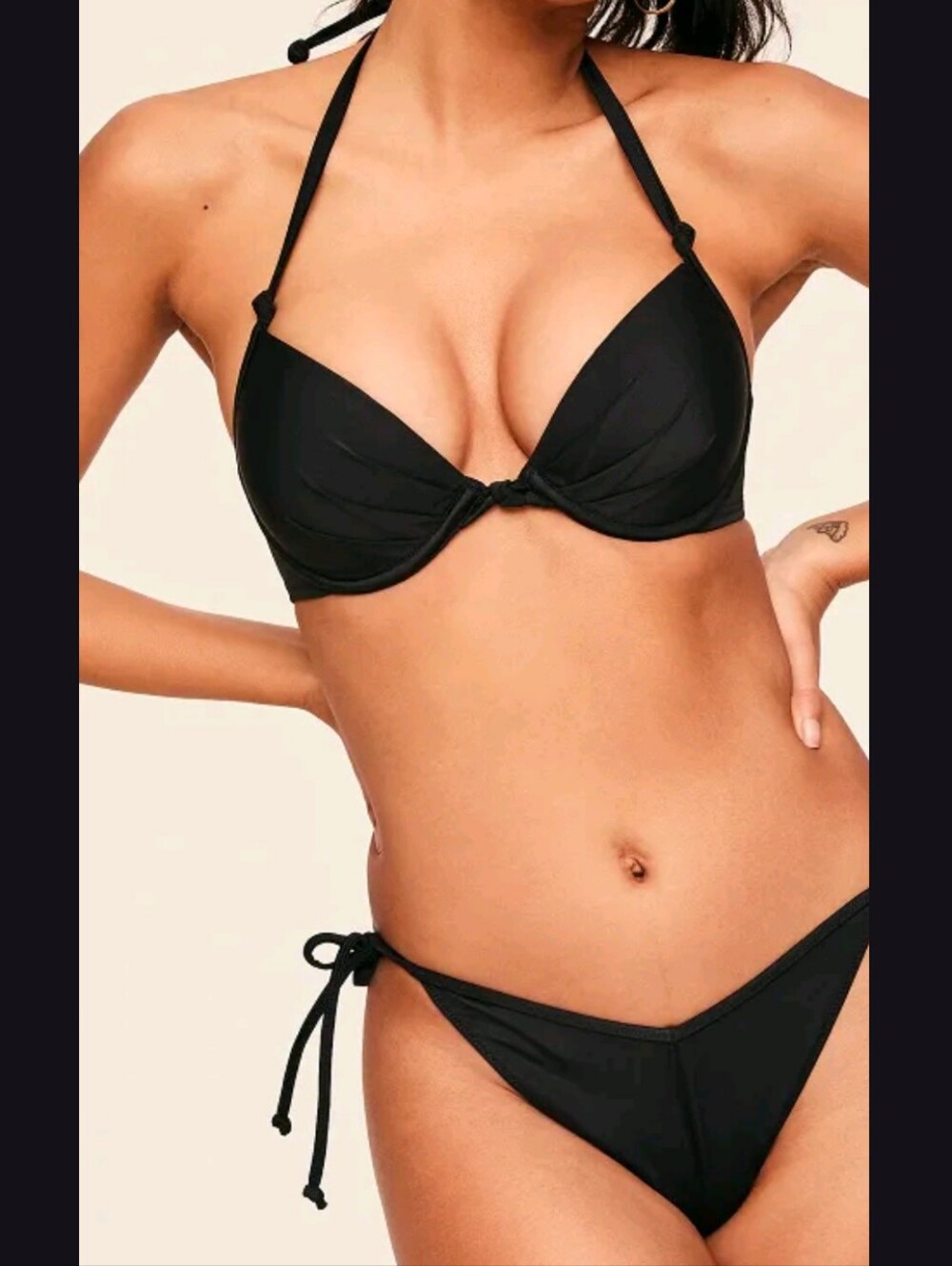 Adore Me Black Tie-Side Push-Up Bikini